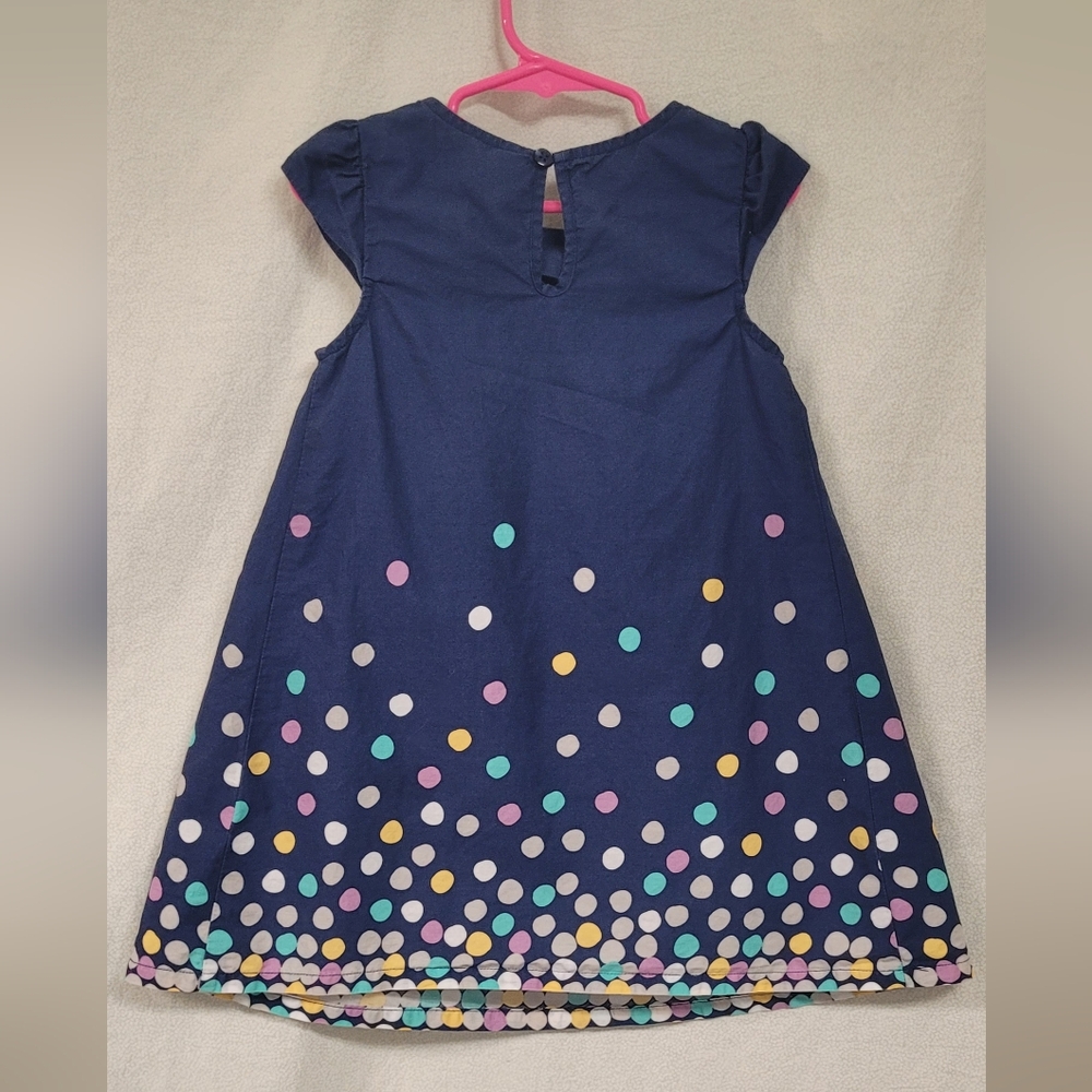 Cherokee Dress Girls size 4T Navy blue dress w/ polka dots Festive Party Holiday - Picture 4 of 5